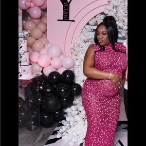 Elegant Pink Beaded Gown